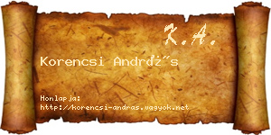 Korencsi András névjegykártya