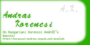 andras korencsi business card